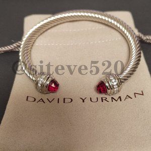 14 David Yurman 7mm Double Bit Ruby and Diamond Bracelet